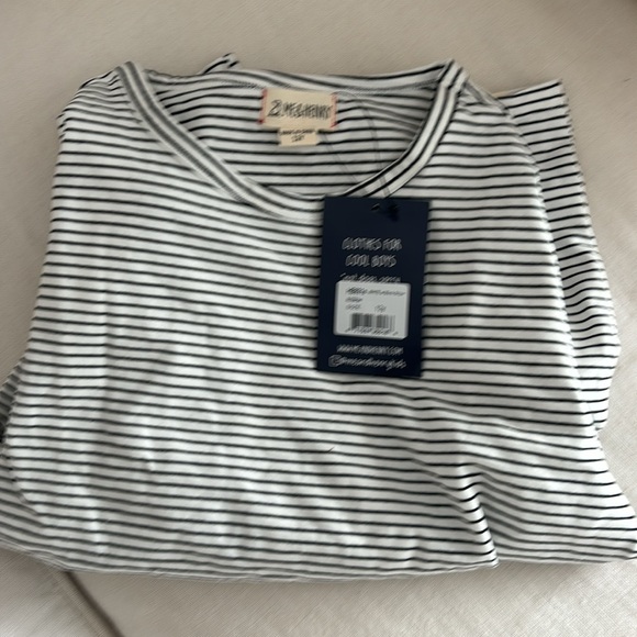 BNWT Me and Henry boys size 12 white with black stripe Alcoa tee. - Picture 2 of 2